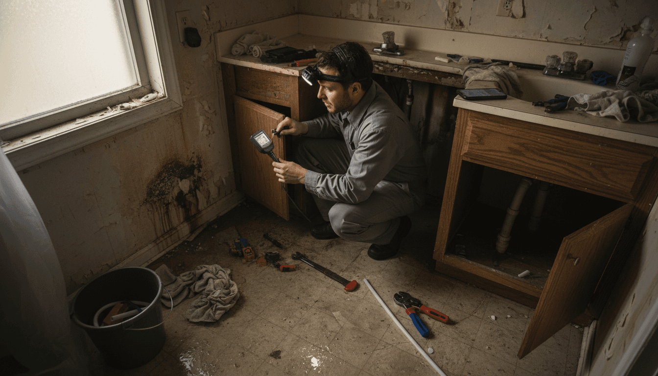 Plumber preparing tools for an emergency